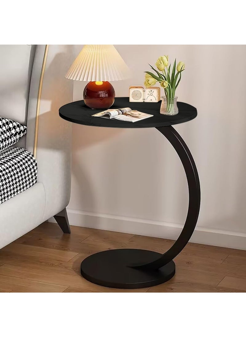 DubaiGallery End Table, Side Table, Oval Table, C-Shaped Couch Table for Living Room, Snack Table for Small Space, Living Room, Bedroom, Marble Top & Metal Frame  - Image 2