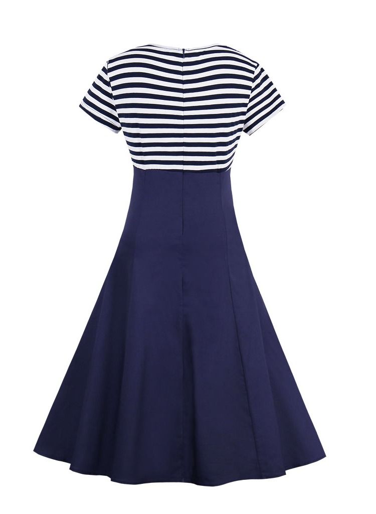 Striped retro patchwork dress - Image 2