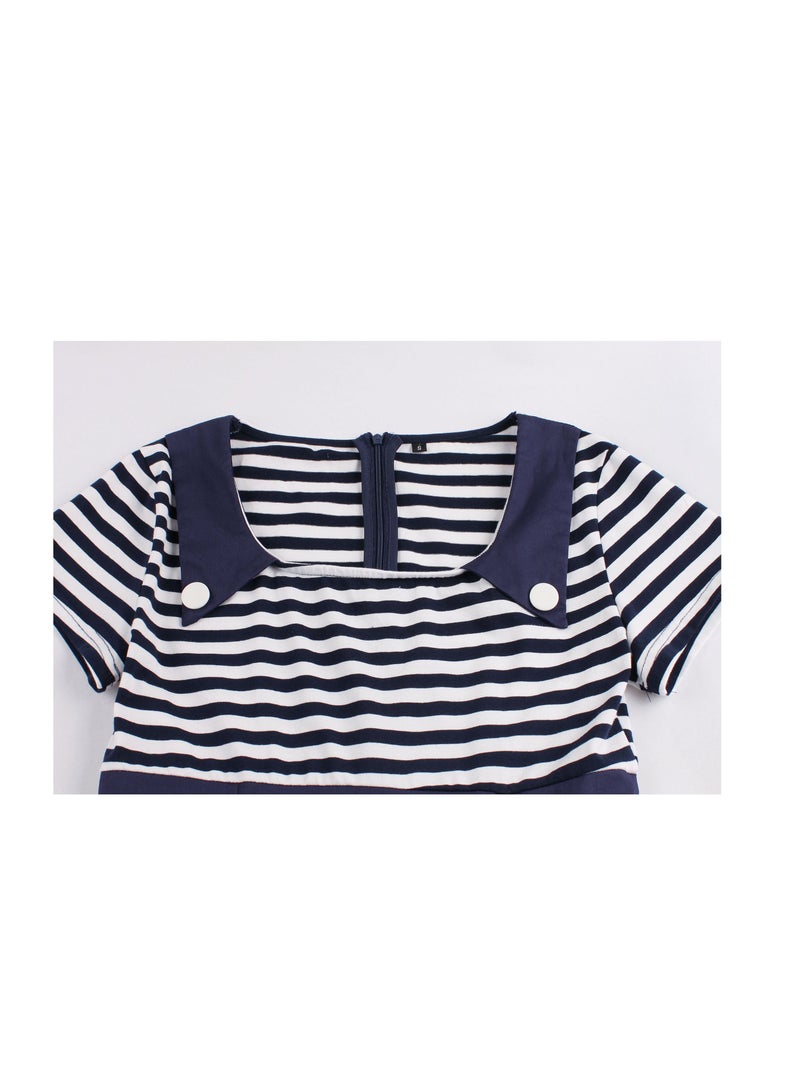 Striped retro patchwork dress - Image 3