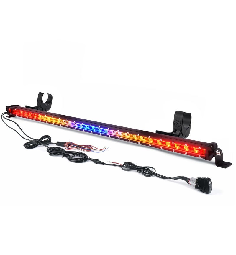 Xprite 10 UltraThin LED Chase Strobe Light Bar 30 Offroad Safety Flashing Light Bar with Running Brake Turn Signal  Reverse Lights for UTV Polaris RZR Canam Yamaha SXS 4x4 Trucks  RYBYR