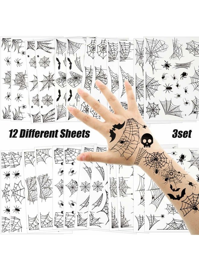 Zonon 36 Sheets Halloween Face Tattoo - Spider Webs, Temporary Body Art - Shoulder, Back, Spider Sticker - Witch Costume, Cosplay Theme Party - Women, Girls Favors - Image 2