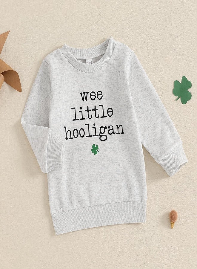 Pudcoco Kids Toddler Boys Girls St. Patrick's Day Outfit Sweatshirt Wee Little Hooligan Crew Neck Pullover Tops (Gray, 2-3 Years) - Image 2