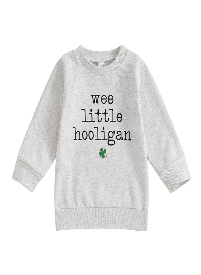 Pudcoco Kids Toddler Boys Girls St. Patrick's Day Outfit Sweatshirt Wee Little Hooligan Crew Neck Pullover Tops (Gray, 2-3 Years) - Image 1