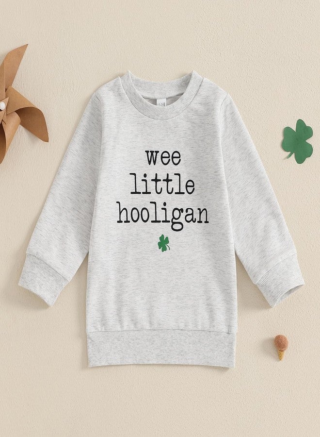 Pudcoco Kids Toddler Boys Girls St. Patrick's Day Outfit Sweatshirt Wee Little Hooligan Crew Neck Pullover Tops (Gray, 2-3 Years) - Image 3