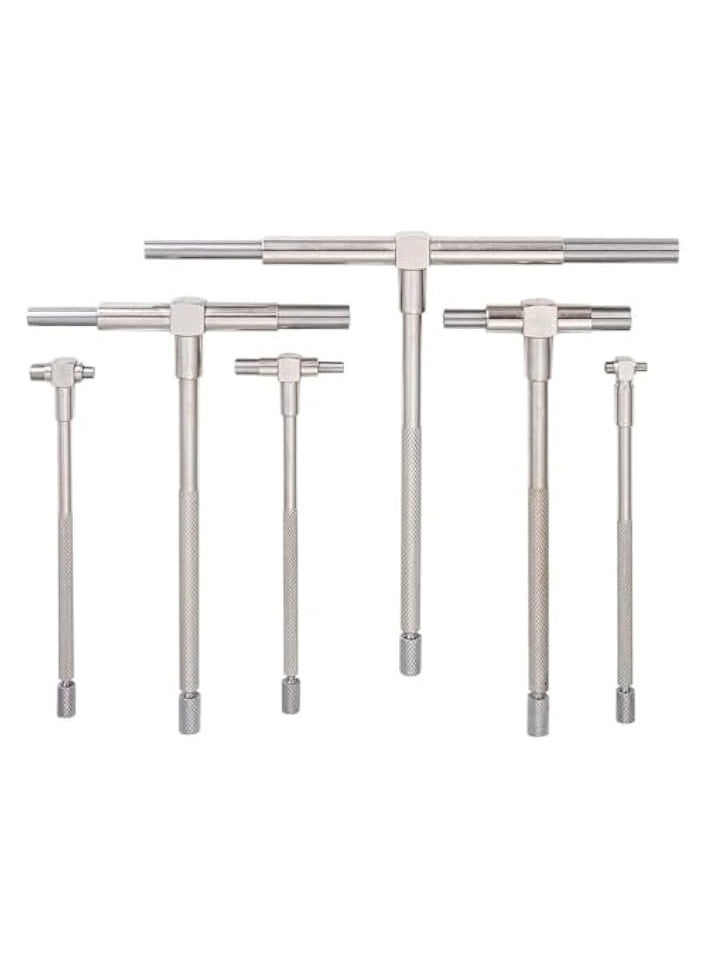 PROMASS 6Pcs Telescopic Gauge Set, T Bore Hole Gauge with 5/16″-6″(8-150mm) Adjustable High Precision Stainless Steel Easy to Carry for Hole Quick Inside Measurement Silver  - Image 1