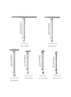 PROMASS 6Pcs Telescopic Gauge Set, T Bore Hole Gauge with 5/16″-6″(8-150mm) Adjustable High Precision Stainless Steel Easy to Carry for Hole Quick Inside Measurement Silver  - Image 2