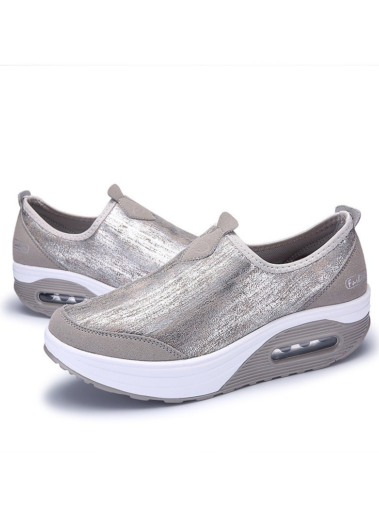 KUYING Platform Comfort Shoe White Silver - Image 1