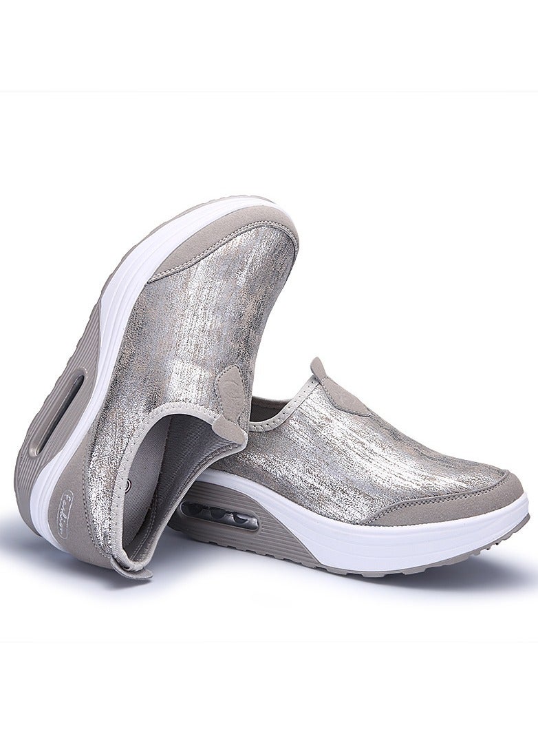 KUYING Platform Comfort Shoe White Silver - Image 2