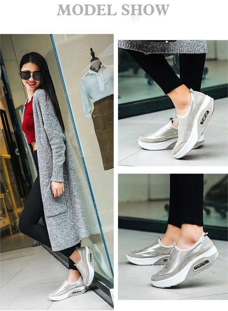 KUYING Platform Comfort Shoe White Silver - Image 4