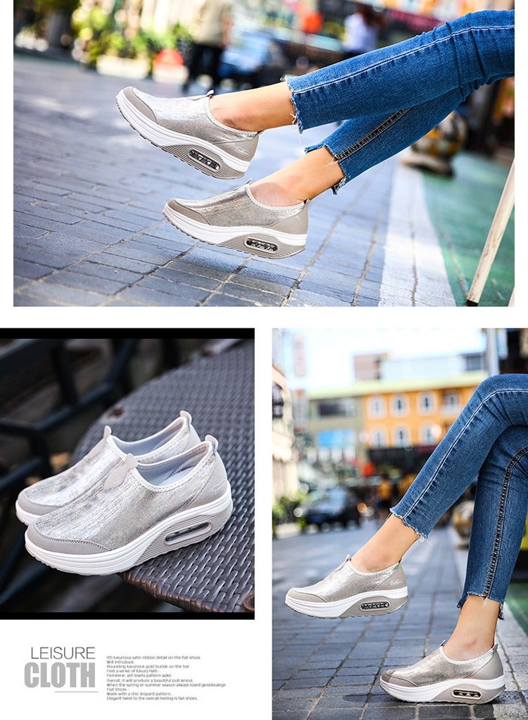 KUYING Platform Comfort Shoe White Silver - Image 3