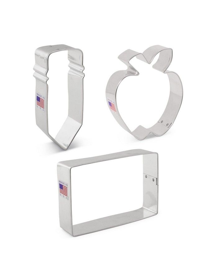 Ann Clark Cookie Cutters 3Piece Back To School & Teacher Appreciation Cookie Cutter Set With Recipe Booklet Apple Pencil - Image 5