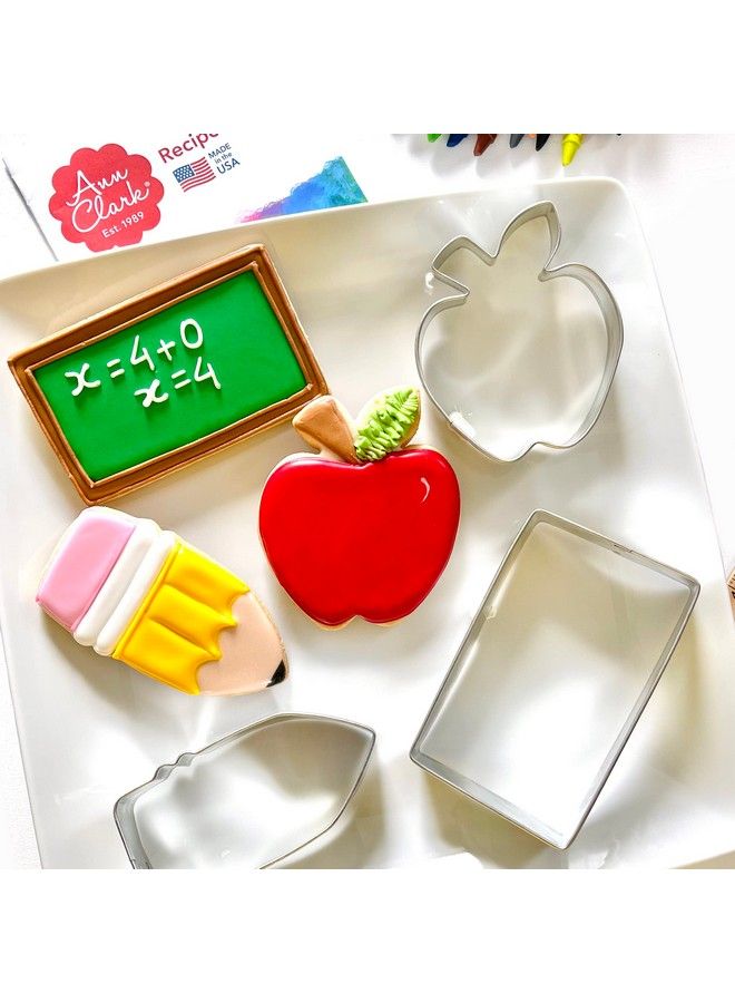 Ann Clark Cookie Cutters 3Piece Back To School & Teacher Appreciation Cookie Cutter Set With Recipe Booklet Apple Pencil - Image 3
