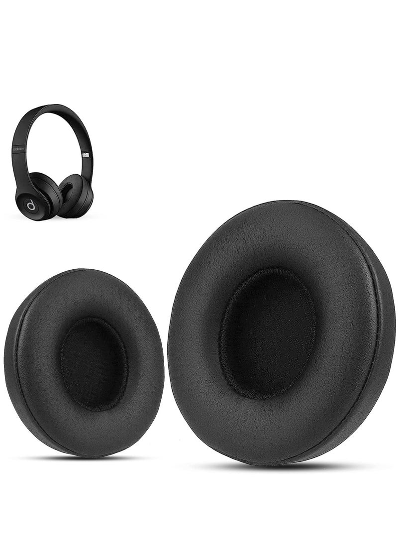 XICEN Earpad Replacement For Beats Solo 2 And 3 Wireless Wired Headphone Ear Cushion Premium Protein Leather Memory Foam Superb Comfortable Easy To Install Black - Image 1