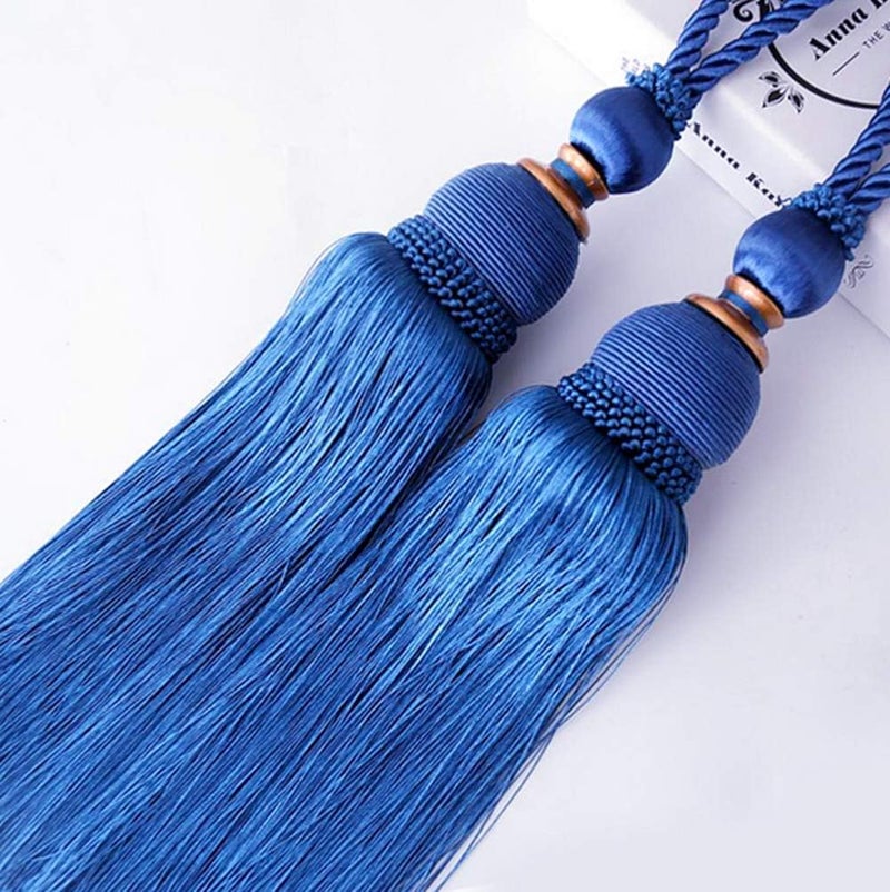 SWTool Selling Wonderful Curtain Holdbacks Curtains Tiebacks Home Decorative Braided Buckle Fastener Accessories Window Drapery Ball Tassels Tiebacks, Set of 2 (Blue) - Image 5