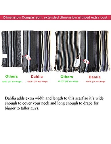 Dahlia Mens Winter Scarf - Synthetic Wool, Extra Long & Warm, Striped Knit, Blue - Image 5