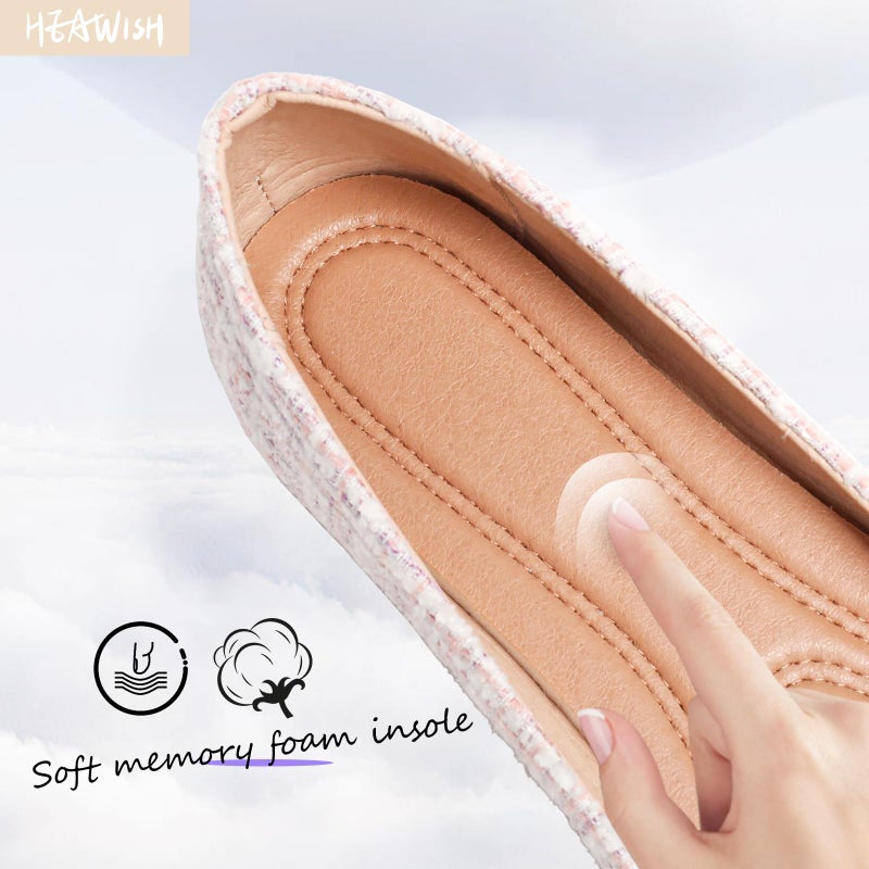 HEAWISH Women's Round Toe Flats Shoes Ballet Flats Dressy Comfortable Flats for Women(Pink, US7) - Image 4