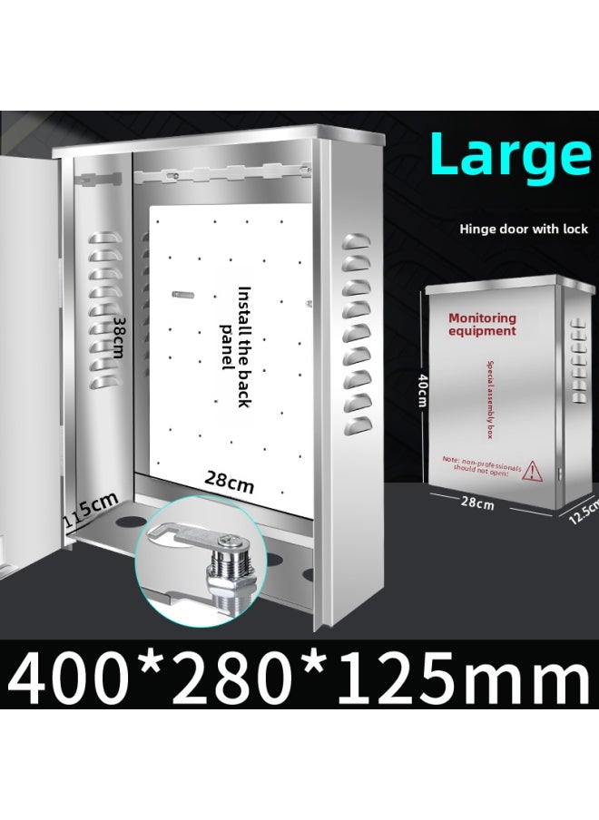 Generic Stainless Steel Waterproof Box Monitoring Switching Power Supply Distribution Box Switch Outdoor Box Weak Current Network Equipment Junction Box-Body Color:Large Size (with Lock)  - Image 1