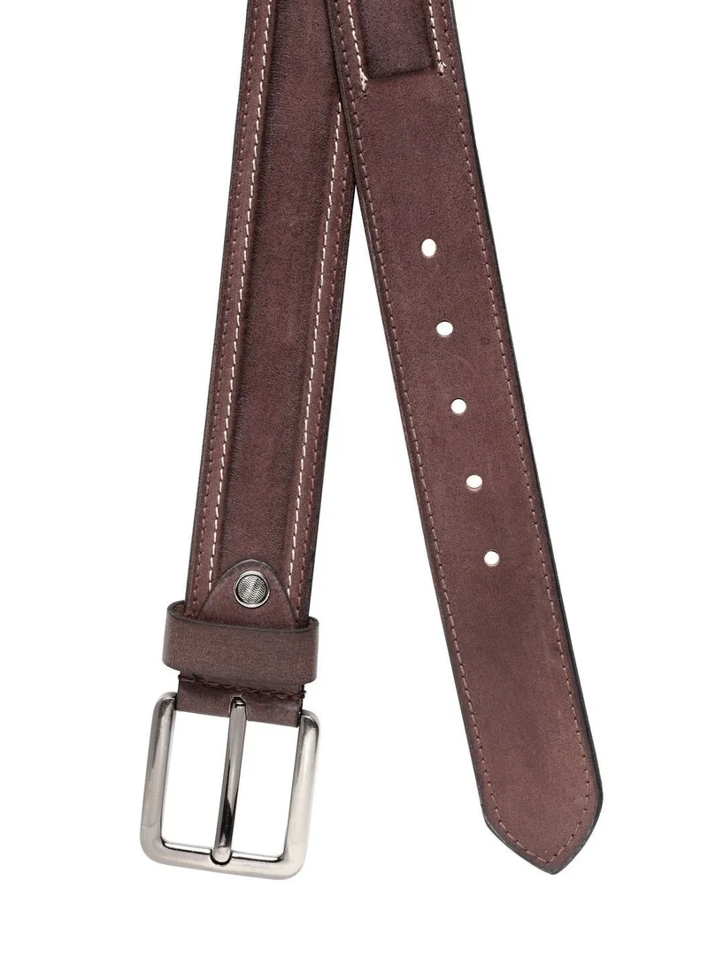 Teakwood brown Teakwood Genuine Leather Belt for Men | Brown Casual & Formal Belt | Contrast Stitching | Silver Pin Buckle | Adjustable Size | Durable Premium Finish | Ideal for Jeans, Trousers & Daily Wear for Men | Best Price UAE