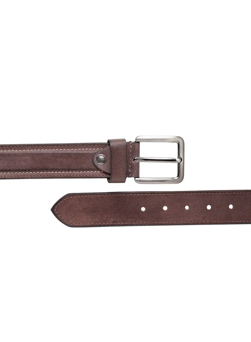 Teakwood brown Teakwood Genuine Leather Belt for Men | Brown Casual & Formal Belt | Contrast Stitching | Silver Pin Buckle | Adjustable Size | Durable Premium Finish | Ideal for Jeans, Trousers & Daily Wear for Men | Best Price UAE