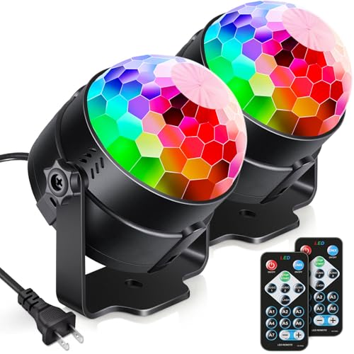 Luditek Sound Activated Party R Gb Disco Ball Light W/ Remote Control Dj Lighting,Strobe Lamp 7 Modes Stage Par Light For Home Dance Parties Bar Karaoke Xmas Club -2 Pack-Corded Electric,Led,Black - Image 1