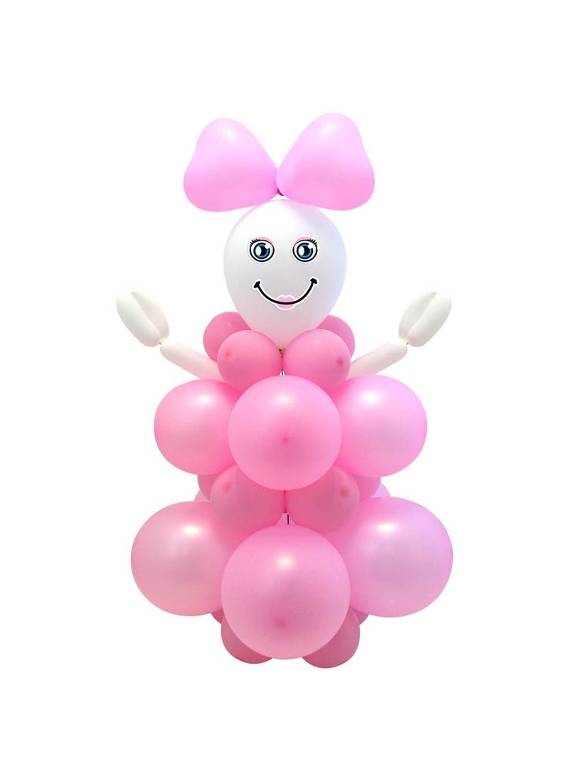 فولات باقة بالونات لطفلة وردية بيضاء DIY 95 سم