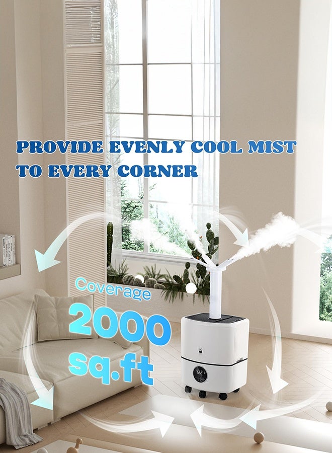 شو وو مرطب هواء صناعي تجاري سعة 25 لترًا، مرطب هواء منزلي كامل، 190 مترًا مكعبًا، خرج 4000 مل/ساعة، مرطبات ضباب بارد مع 8 رشاشات و3 أوضاع ضباب للاستخدام المنزلي والمكتب والصوبات الزراعية والاستخدام التجاري - Image 3