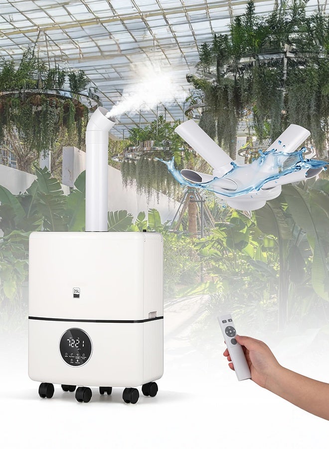 شو وو مرطب هواء صناعي تجاري سعة 25 لترًا، مرطب هواء منزلي كامل، 190 مترًا مكعبًا، خرج 4000 مل/ساعة، مرطبات ضباب بارد مع 8 رشاشات و3 أوضاع ضباب للاستخدام المنزلي والمكتب والصوبات الزراعية والاستخدام التجاري - Image 1