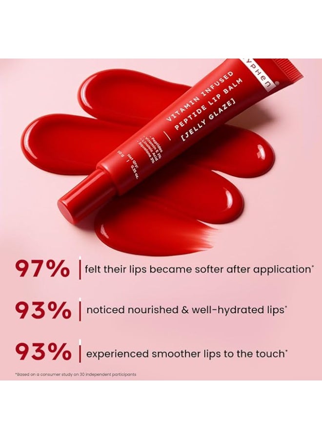 Hyphen Tinted Lip Balm | Brightens & Reduces Dark Lips & Pigmentation | 1% Vitamin E, Peptide & 2% Squalane | 24H Moisturization for Dry & Chapped Lips | Jelly Glaze (Red Shade)- 10g - Image 2