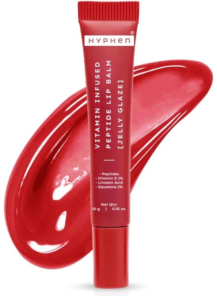 Hyphen Tinted Lip Balm | Brightens & Reduces Dark Lips & Pigmentation | 1% Vitamin E, Peptide & 2% Squalane | 24H Moisturization for Dry & Chapped Lips | Jelly Glaze (Red Shade)- 10g - Image 1