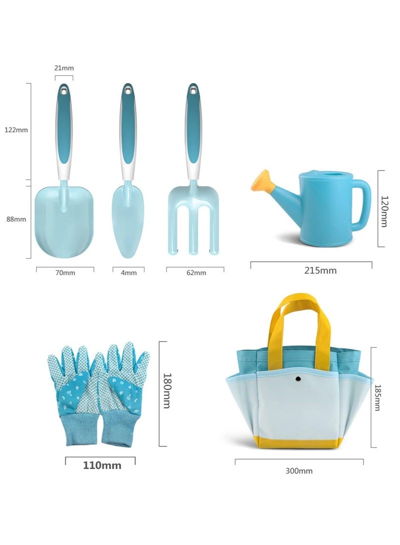 Y&D 6Pcs Kids Garden Outdoor Tool Set Children's Hand Tools Fun Toys Gift including Shovel Rake Trowel Sprayer Gloves Apron Watering Can with Canvas Tote Bag Gifts for Children - Image 5