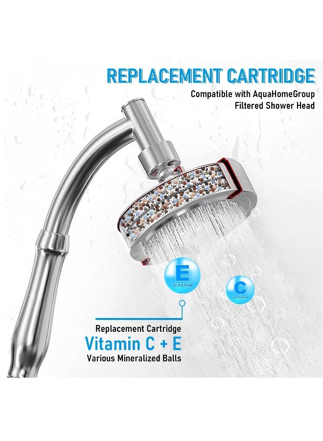 2-Pack Vitamin C & E Shower Head Filter Replacement Cartridge with Mineralized Balls, Compatible with AquaHomeGroup Filtered Shower Head for Hard Water, Removes Chlorine, Fluoride, and Heavy Metals. - Image 3