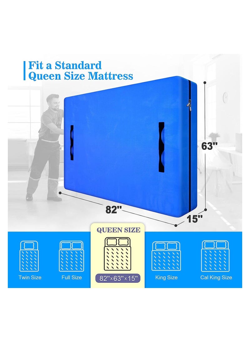 Generic - Mattress Bags for Moving and Storage, Reusable Mattress Storage Bag Zippered Mattress Protector with Handles, for House Moving 82" x 63" x 15", Blue - Image 1