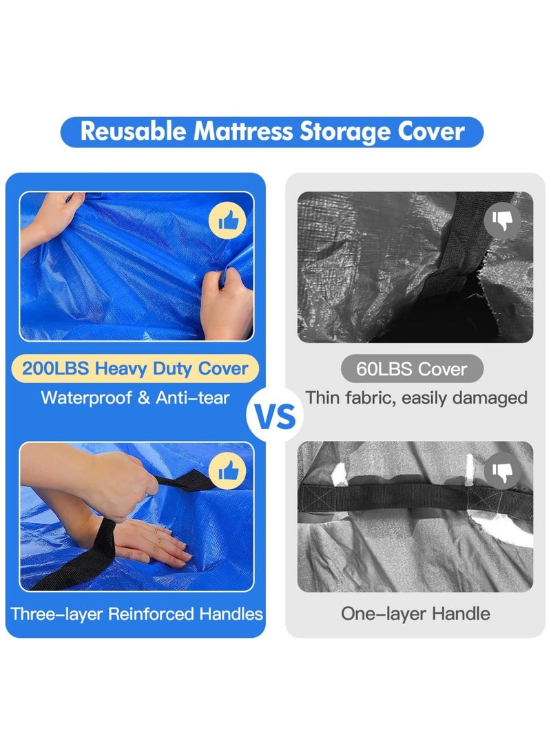 Generic - Mattress Bags for Moving and Storage, Reusable Mattress Storage Bag Zippered Mattress Protector with Handles, for House Moving 82" x 63" x 15", Blue - Image 1