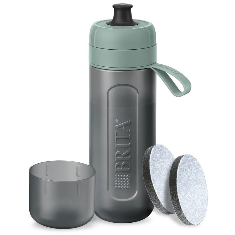 BRITA Sports Water Filter Bottle Model Active Dark Green 600ml incl 2x MicroDisc Filters squeezable BPAfree onthego bottle filters chlorine organic impurities hormones pesticides - Image 2