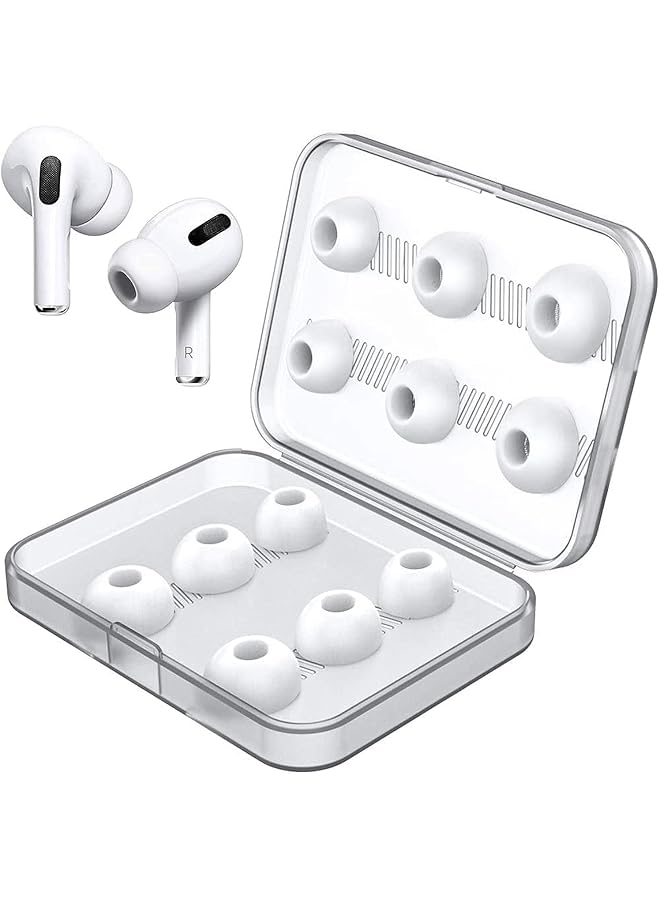 erorex 6 Pairs White Silicon Replacement Ear Tips Ear Buds Tips For Airpods Pro Soft And High Elasticity With Clear Portable Storage Box - Image 1