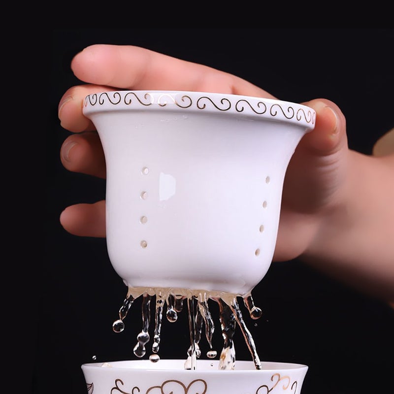 Tea Talent Porcelain Tea Cup with Infuser Lid and Saucer Sets - Chinese Jingdezhen Ceramics Coffee Mug Teacup Loose Leaf Tea Brewing System for Home Office - Image 3