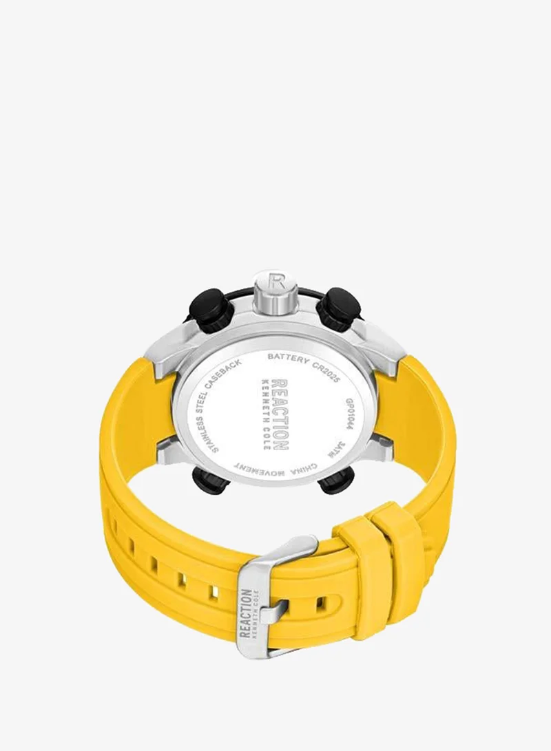 Kenneth Cole Reaction Dark Yellow Black Dial Dark Yellow Silicone Strap Analog-digital Watch for Men, 56.2mm for Men | Best Price UAE