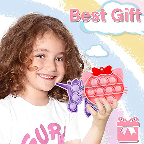 FunBlast Pop It Fidget Toy Set – Jumbo Unicorn Fidget with 2 Pop It Keychain for Girls - Kids Toys, Pop Bubble Push Pop Fidget Toy for Kids (Multicolor; Pack of 3) - Image 4