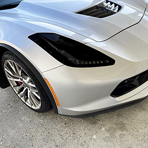 SlickMod PreCut Vinyl Smoke Tint for 2014-2019 Chevy Corvette C7 Headlight (1. Headlight, 20% Dark Smoke) - Image 3