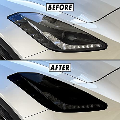 SlickMod PreCut Vinyl Smoke Tint for 2014-2019 Chevy Corvette C7 Headlight (1. Headlight, 20% Dark Smoke) - Image 1