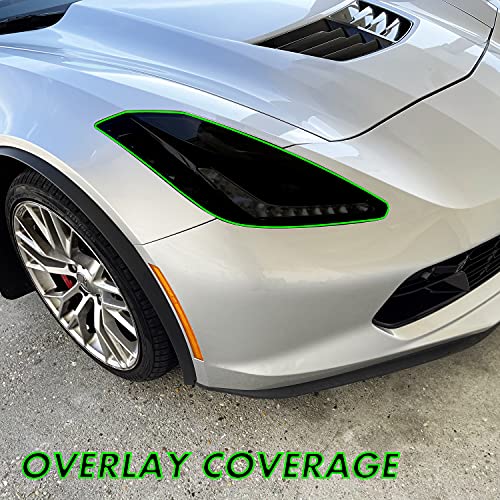 SlickMod PreCut Vinyl Smoke Tint for 2014-2019 Chevy Corvette C7 Headlight (1. Headlight, 20% Dark Smoke) - Image 2