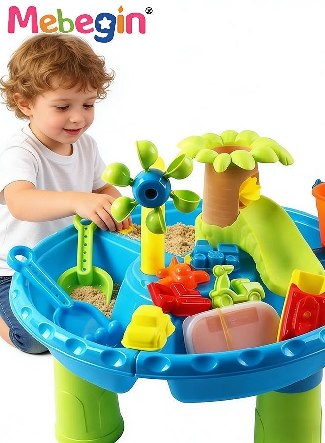 MEBEGIN 22PCS Sand and Water Table Set with Rich Accessaries, Colorful Beach Toy, Parent-child Interactive Toys, Easy to Assemble, Suitable for Indoor, Outdoor and Beach, Perfect Sand Toys for Kids - Image 1