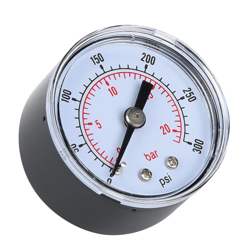 مقياس الضغط الميكانيكي 0-300 رطل لكل بوصة مربعة 0-20 بار 1/8 بوصة BSPT اتصال خلفي علبة معدنية متينة - Image 4