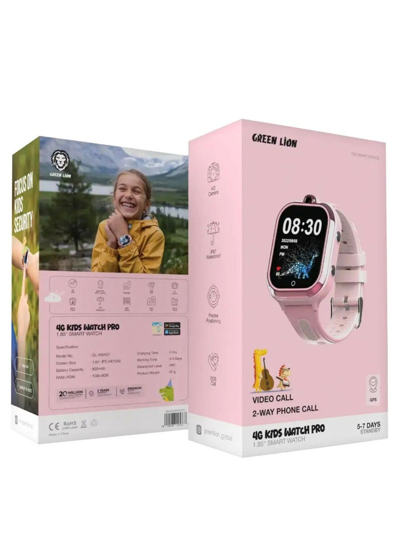Kids 1.85" Smart Watch with GPS Tracking, 3-4 Days Working Time, SOS Call, Video Call, & Voice Chat, HD Camera, 1GB RAM, 2-Way Phone Call - Pink