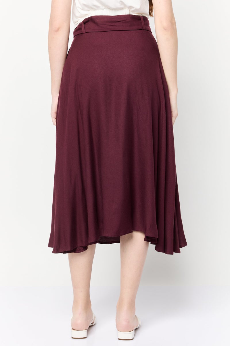 Harmont & Blaine Women Pleated Skirt, Maroon  - Image 4