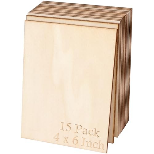 Blisstime 15PCS 4x6 Inch Wood Squares Unfinished Square Wood Pieces for CraftsPainting Writing DIY Supplies Engraving and Carving Home Decorations 4x6 Inch 15Pcs - Image 1