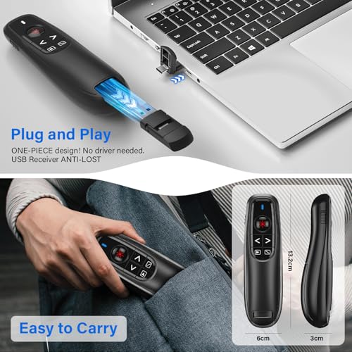NinjaABXY 2-in-1 USB Type C Presentation Clicker, Wireless Presentation Clicker PowerPoint Presenter Remote with Volume Control, Powerpoint Clicker with Slide Advancer for Computer/Laptop/Mac - Image 5