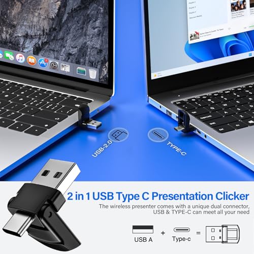 NinjaABXY 2-in-1 USB Type C Presentation Clicker, Wireless Presentation Clicker PowerPoint Presenter Remote with Volume Control, Powerpoint Clicker with Slide Advancer for Computer/Laptop/Mac - Image 3