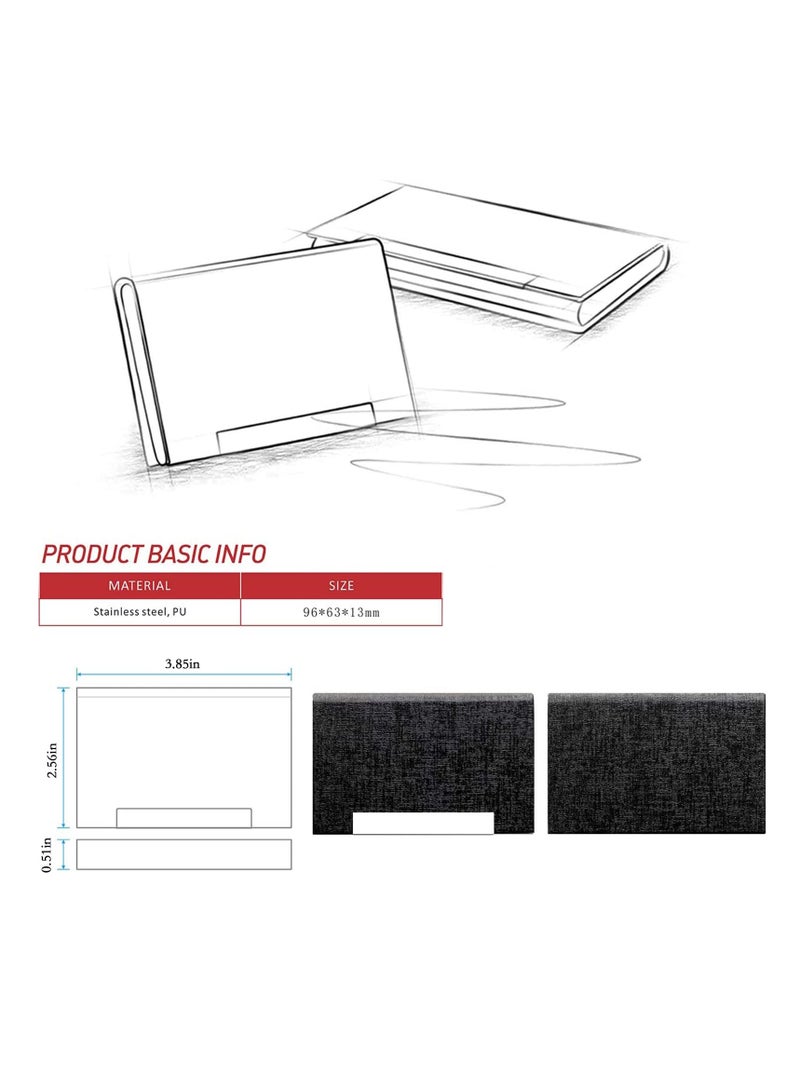 phomemo Business Card Holder, Business Card Case Professional PU Leather ,Stainless Steel Multi Card Case/Holder, Metal Slim Name Card Holder (Black) - Image 2