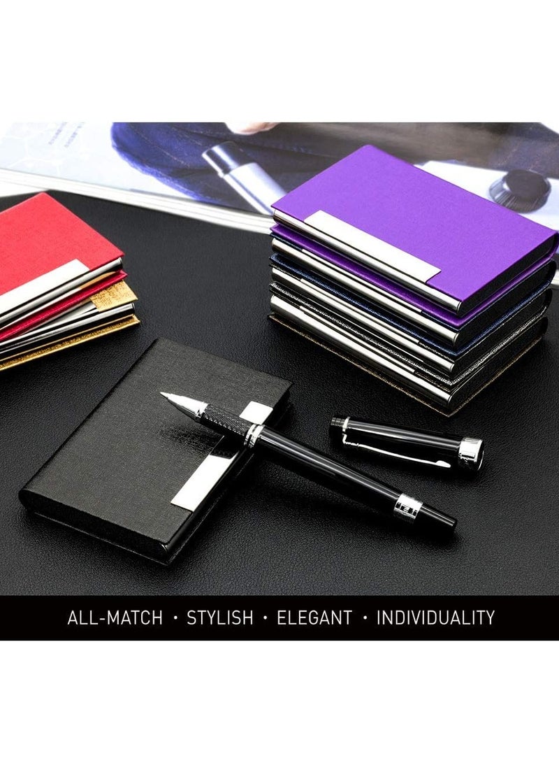 phomemo Business Card Holder, Business Card Case Professional PU Leather ,Stainless Steel Multi Card Case/Holder, Metal Slim Name Card Holder (Black) - Image 3